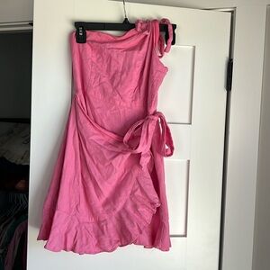 Pink dress. Ties over shoulder and ties around front